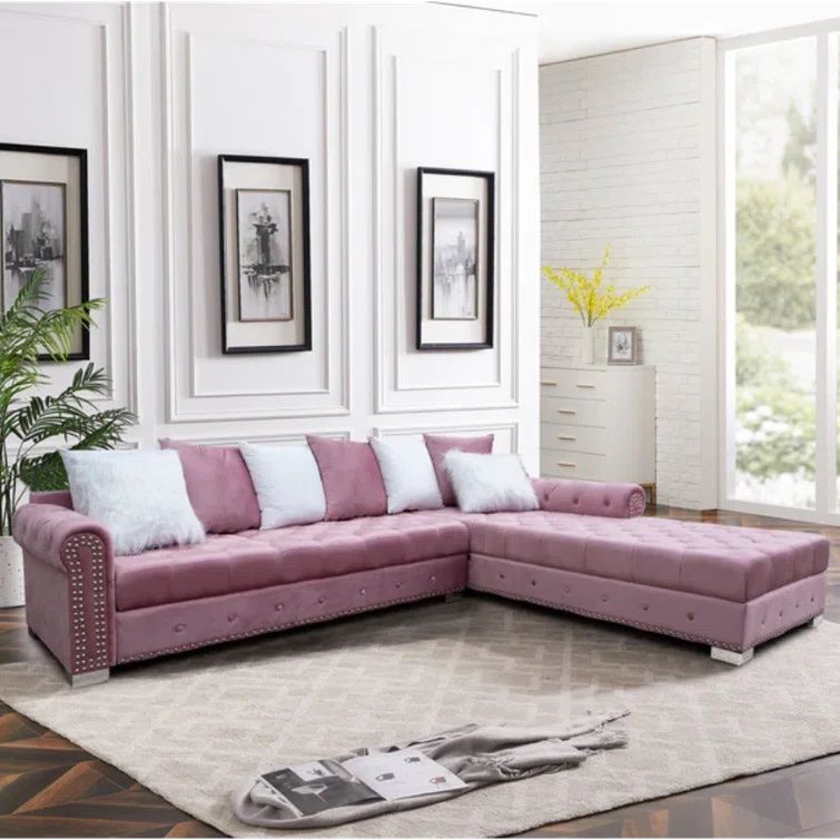 2-Piece Velvet Sectional Sofa by Rosdorf Park