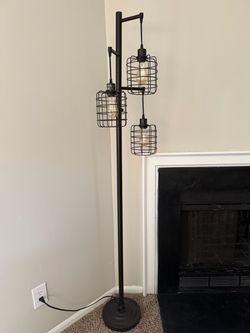 Industrial 3-Light Cage Floor Lamp