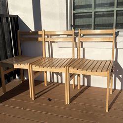 Wood Outdoor or Indoor Chairs Set of 3