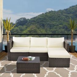 L-Shaped Outdoor Patio Furniture Sectional Set