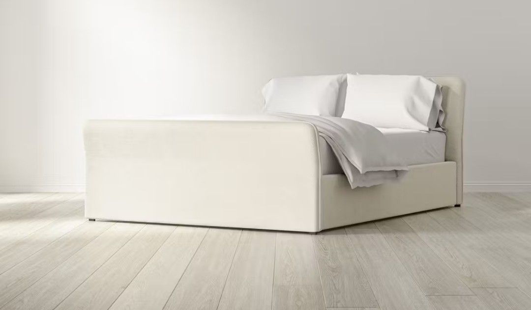 Merano King Ivory Boucle King Size Bed Frame With Headboard