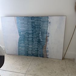 Large Abstract Wall Art - Wood-Framed, Modern Coastal Style