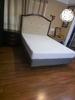 Queen size bed,mattress and night stand