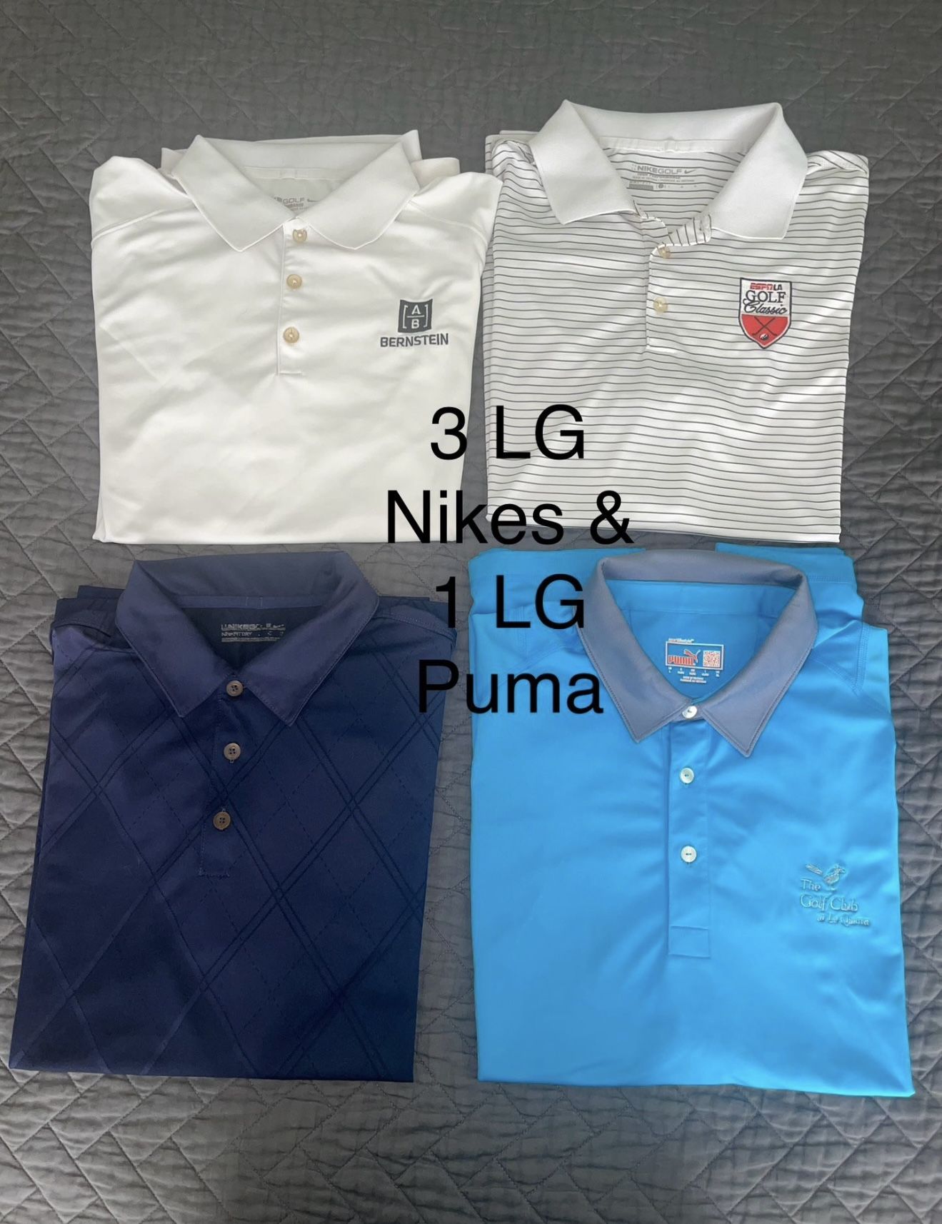 3 Nike & 1 Puma Golf Shirts