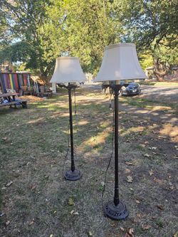 Pair of Ethan Allen 61in Floor Lamps - Bronze