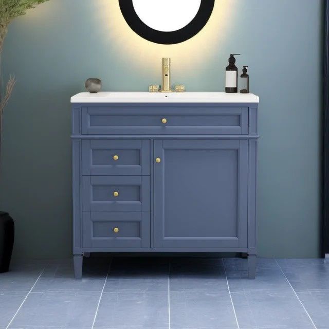 36” Blue Bathroom Vanity w/ Drawers / Storage & Ceramic Sink [NEW IN BOX] **Retails for $678+ ^Assembly Required^ 