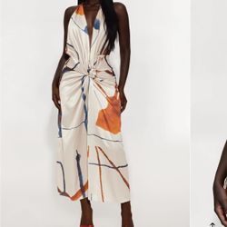 Fashion Nova Farah Satin Knot Maxi Dress