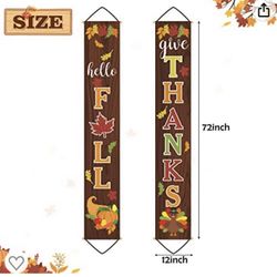 Brand new Hello Fall Give Thanks Porch Sign Fall Decorations Outdoor Indoor Thanksgiving