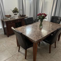 Dining Table, 4 Chairs & Buffet