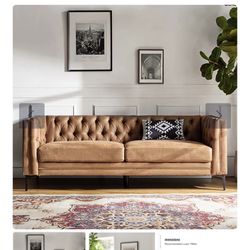 Capsa Vegan Leather Tufted Sofa 