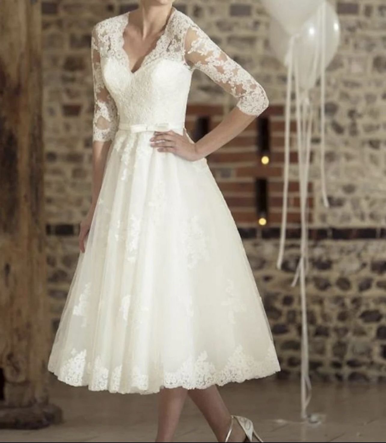 Tea Length Ivory Wedding Dress Whit Tags 