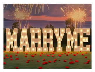 Marry Me Light Up Letters: Will You Marry Me Sign Marquee Letters 4 Feet Tall Yellow Lit Proposal Decorations Outdoor Large Engagement Wedding Party D