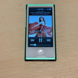 iPod Nano 7thGen Green-16GB Model:A1446 w/2892-Songs/Charg Tested Good Read Blw!