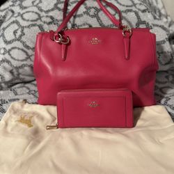 ❤️ Coach Prairie Satchel + Wallet Set in Raspberry Red