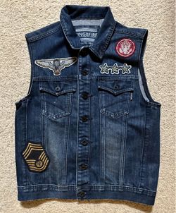 Denim Vest with Patch - Ring of Fire