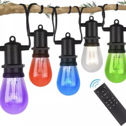DGO S14 String Lights RGB Color Changing 96FT with 30 Sockets Outdoor/Indoor Com
