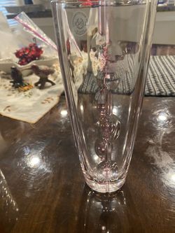 Crystal Vase With Touches Of Rose Color 