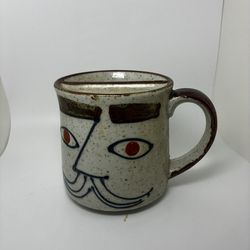Mustache Man Hand painted Speckled Coffee Mug Cup With Mustache Guard Otagiri