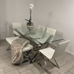 Dining Table Set - 4 Chairs & Bench