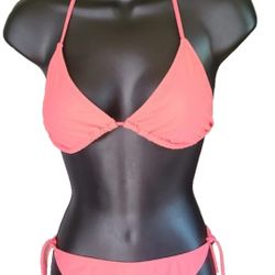 No Boundaries 2 Piece Bikini  Tie Halter Triangle Nylon Spandex junior L 11-13