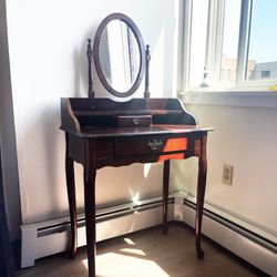 Antique Dark Wooden Vanity / Makeup Table 