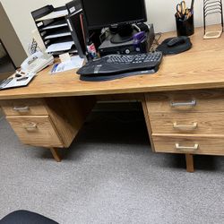 Wood Desk And File Cabinet Combo