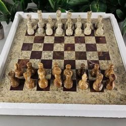 12" Marble Chess Set, handmade chess set, Fathers Day gift for him, stone chess