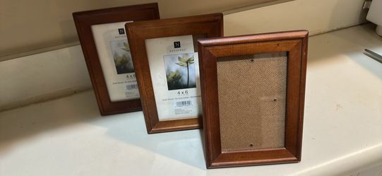 Picture Frames. 3 Wooden Picture Frames for 4” x 6” pictures.