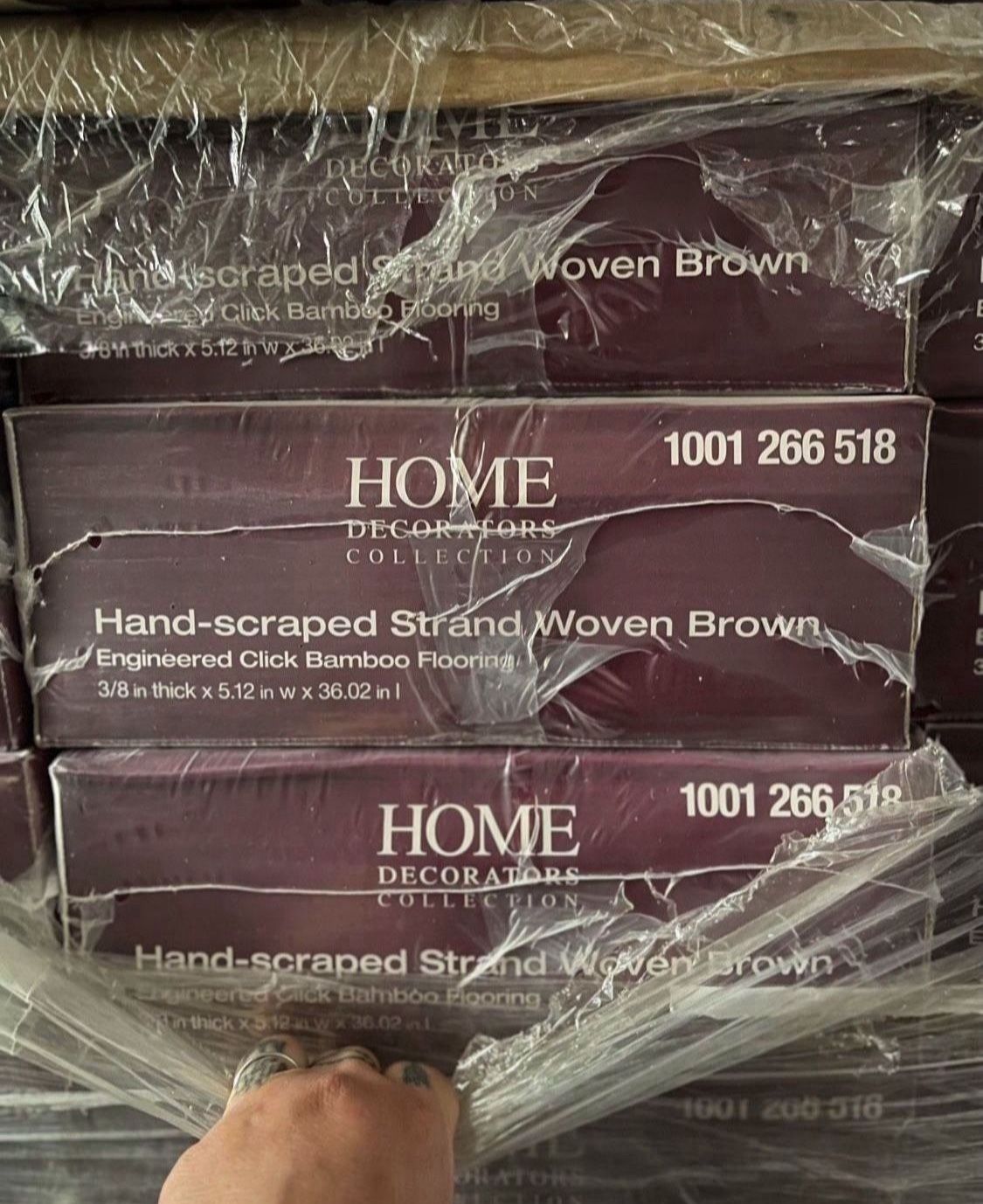 Home Decorators Collection Brown 3/8 in. T x 5.1 in. W Hand Scraped Strand Woven Engineered Bamboo Flooring (25.6 sqft/case)