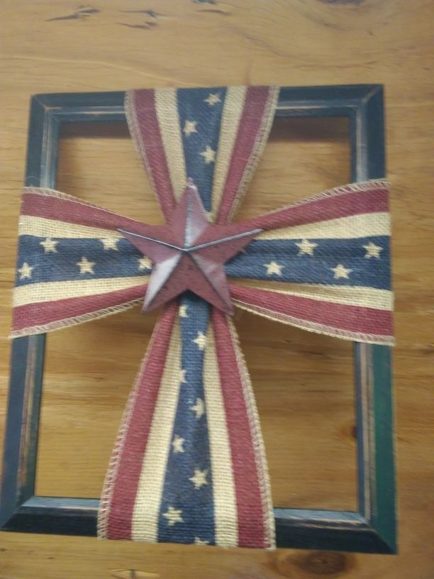 Handmade Americana cross with metal star