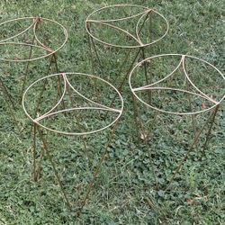 5 Plant Stands Gold Chrome Metal Wire MCM