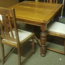 Antique Oak Table And Chairs