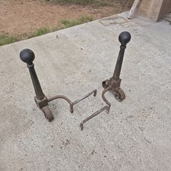 Vintage Cast Iron Andirons 'Fire Dogs'