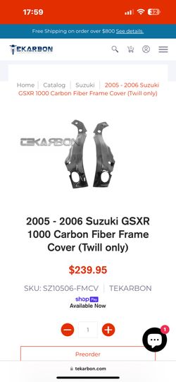Tekarbon 2005 2006 Suzuki GSXR 1000 Carbon Frame Covers