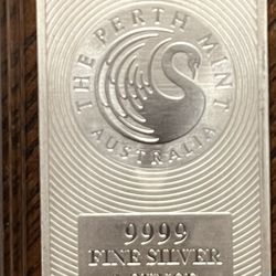 1 Oz Silver Perth Mint Australian Kangaroo Bullion Bar  .999FS