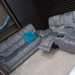 *Weekend Special*---Barcelona Gray Fabric Reclining Sofa/Loveseat Sets---Delivery And Easy Financing Available 👍 