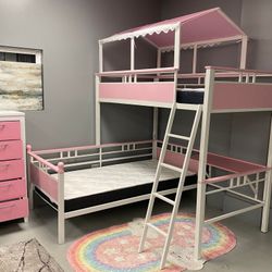 Twin/twin Pink/White Bunk Bed