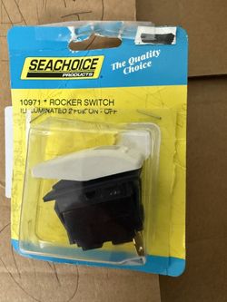 ROCKER SWITCH WHITE 2 POSITION ON OFF LIGHTED 10971 SEACHOICE MARINE BOAT SWITCH