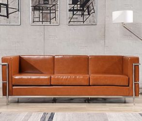 HERCULES Regal Series Contemporary Cognac Leather Sofa with Encasing Frame