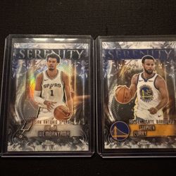2025-26 Topps Chrome Basketball Serenity Insert Lot - Victor Wembanyama #SY-1 + Stephen Curry Spurs Warriors