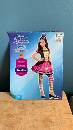 HALLOWEEN DISNEY ALICE IN WONDERLAND MAD HATTER TODDLER SIZE 3-4 COSTUME