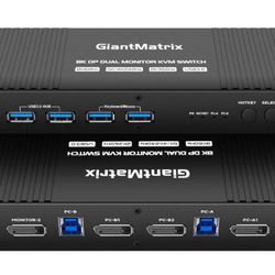 kvm Switch 2 Monitors 2 Computers Displayport 4K 144Hz Hotkey Switching Displayport kvm Switch Dual Monitor 1440P 144Hz 165Hz 240hz Dual Monitor