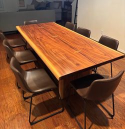 Rustic Pecan Live Edge Wood Dining Table
