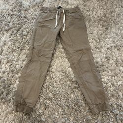 Forever 21 Men’s Jogger Pants Size Large Khaki Stretch Casual Streetwear