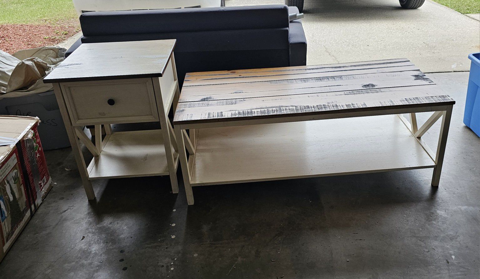 Coffee Table and End Table - White & Wood