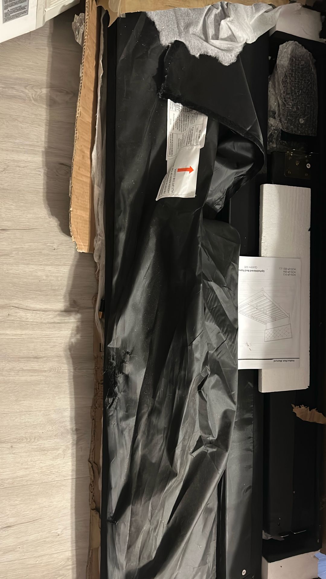 It Is New Was Not Use And It Black It’s A Queen Size Bed The Box Is Ripped