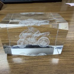 motorcycle Paperweight Glass