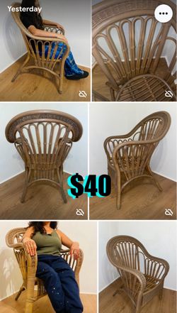 $40 Mid Century Rattan Bamboo adult Chair very sturdy sold as is undone a small part in the bottom leg