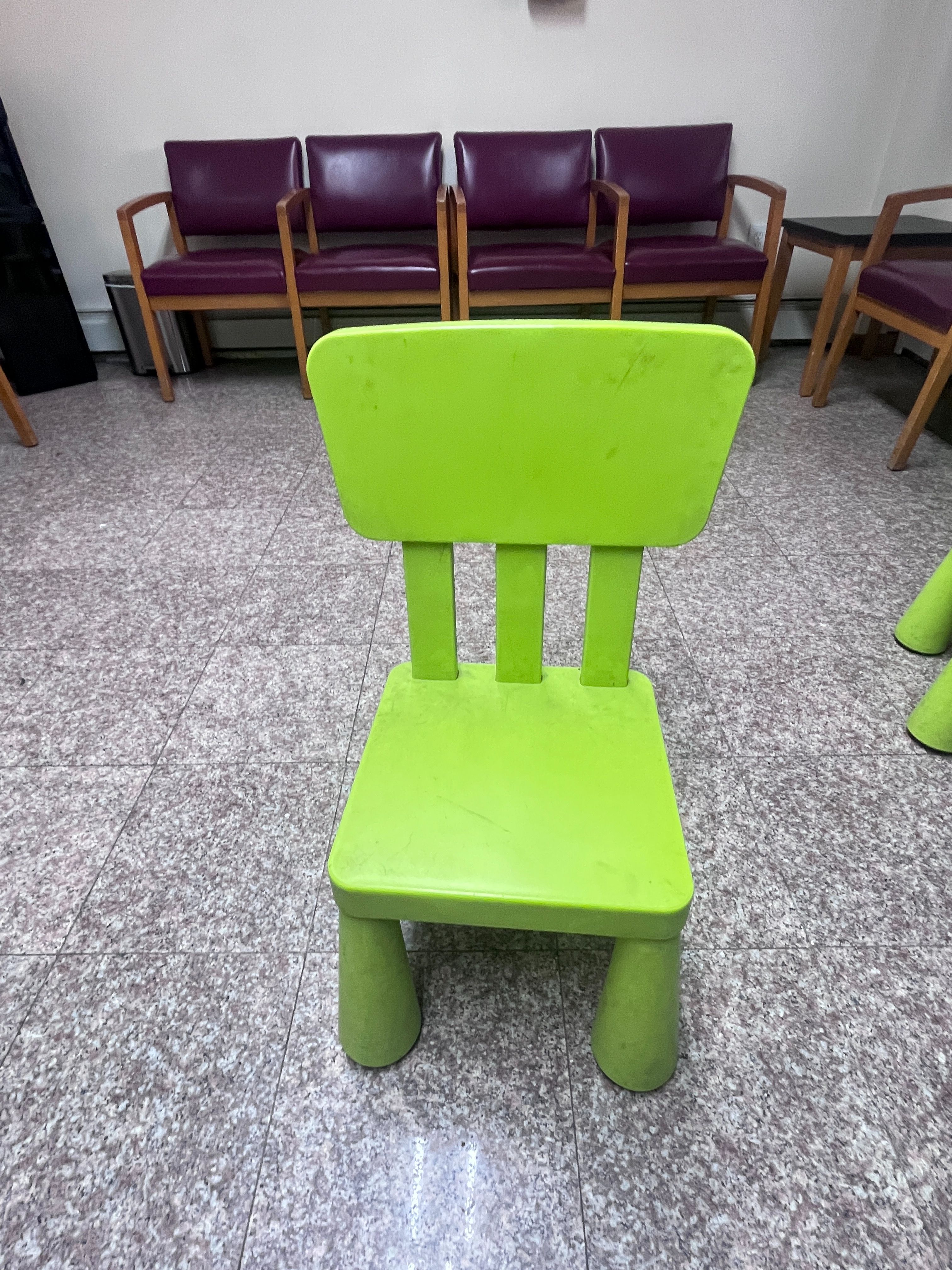 Low Bright Green Child's Chair (dirty, scuffed surface)