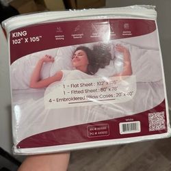 Sheet set white 6 piece king size